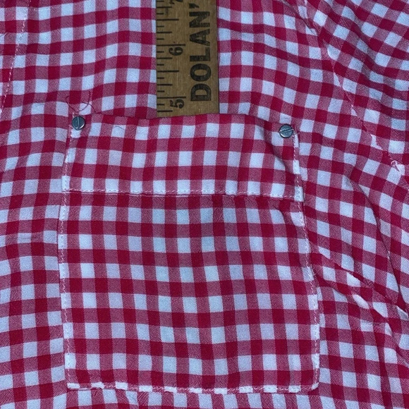 JONES NEW YORK tie front button up long roll up tab sleeve gingham NEW size L - Picture 11 of 12